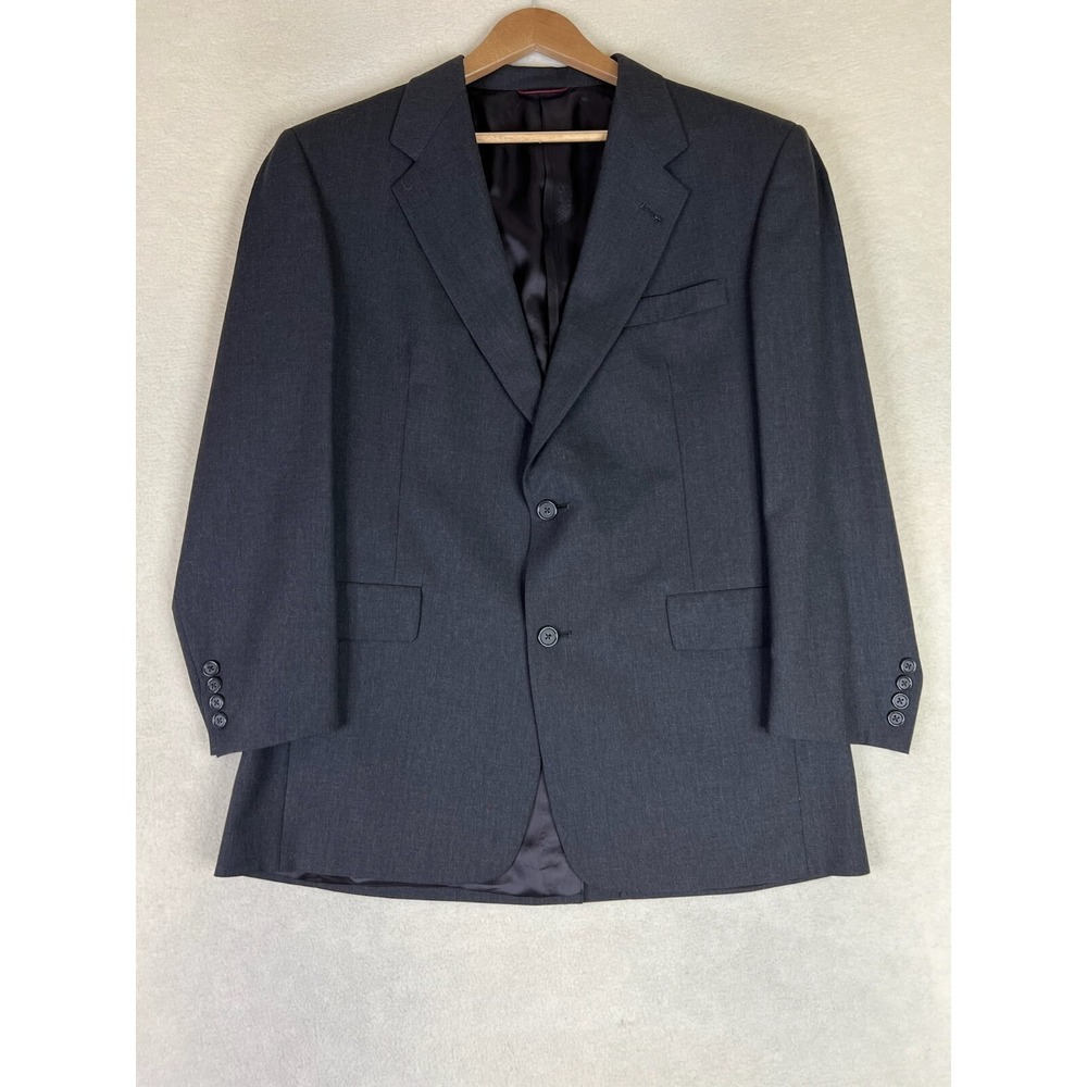Hart Schaffner Marx Blazer Men's 41R Gray 2 Button Suit Jacket HSM 100's
